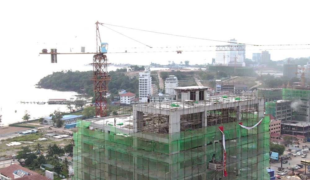 Chinese construction sites are ever present in Sihanoukville, providing employment for Cambodians and a large number of foreign workers too. Photo: RFA