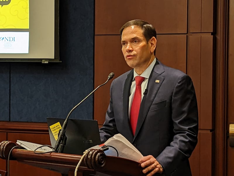 美国联邦参议员卢比奥13日指出,民主国家应团结,共同应对中国崛起造成的挑战。(记者郑崇生摄)