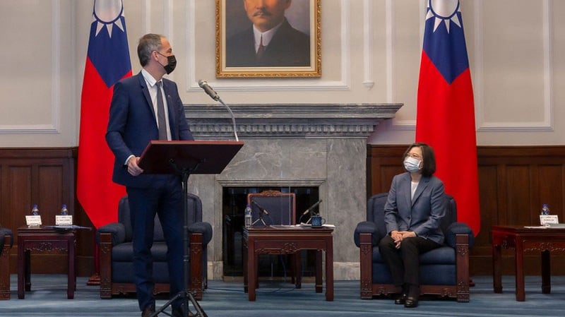 欧洲议会访团主席古斯曼表示,“台湾并不孤单”。(台湾总统府提供)