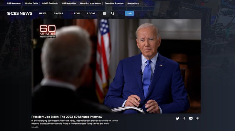 美国总统拜登接受CBS“60分钟”节目专访时被问及,如果中国武力犯台,美军将会防卫台湾吗?拜登给了明确肯定的答案“Yes”。(截图自CBS)