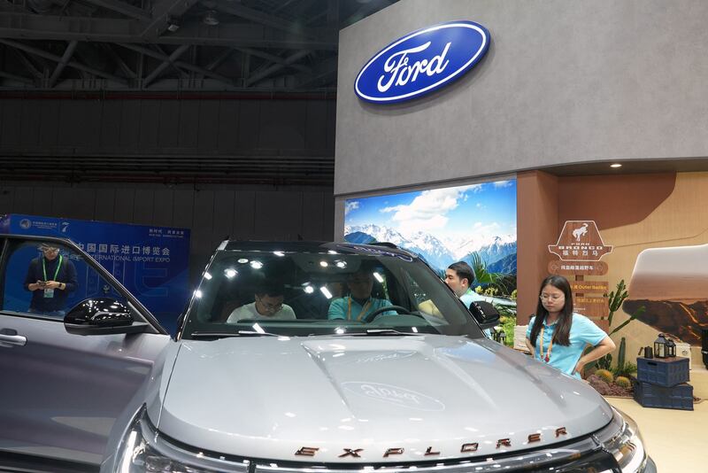 A Ford Explorer SUV is displayed at the China International Import Expo in Shanghai, China. (Reuters/Nicoco