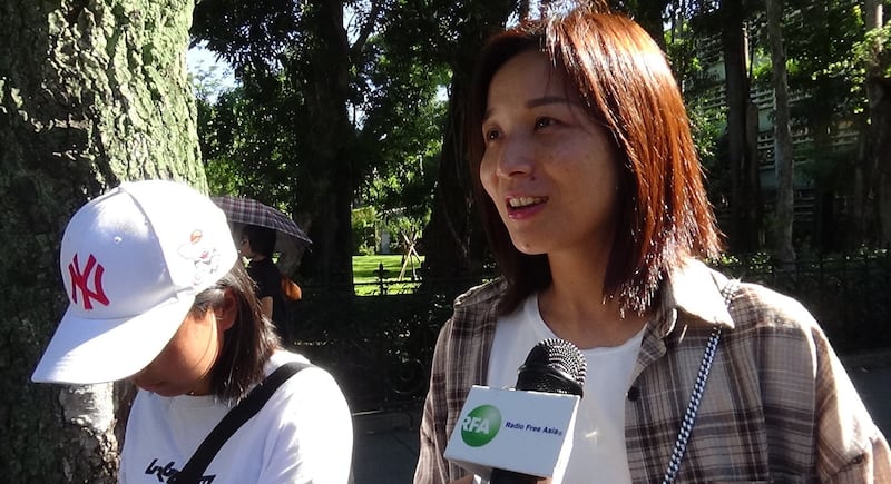 在台自游行陆客吕女士。(记者夏小华摄)