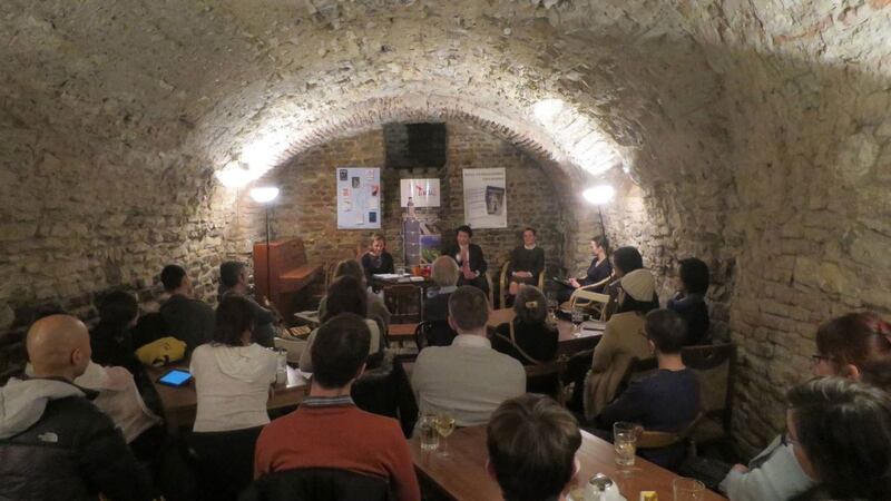 台湾前驻捷克大使汪忠一出席在捷克的活动,介绍台湾。(汪忠一提供)