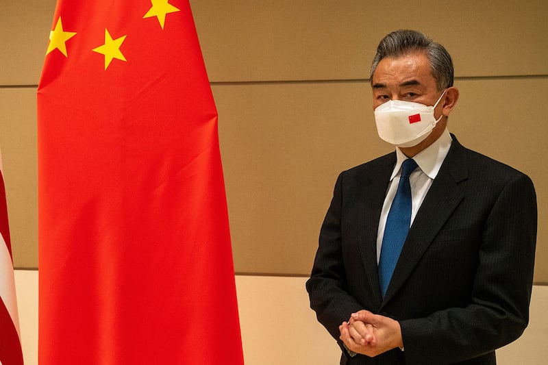 二十大后成为中共中央政治局委员的中国外交部长王毅(法新社)