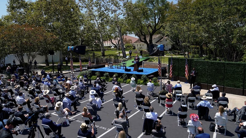 2020年7月23日,美国国务卿蓬佩奥在加州的理查德·尼克松总统图书馆发表对华演讲。(路透社)