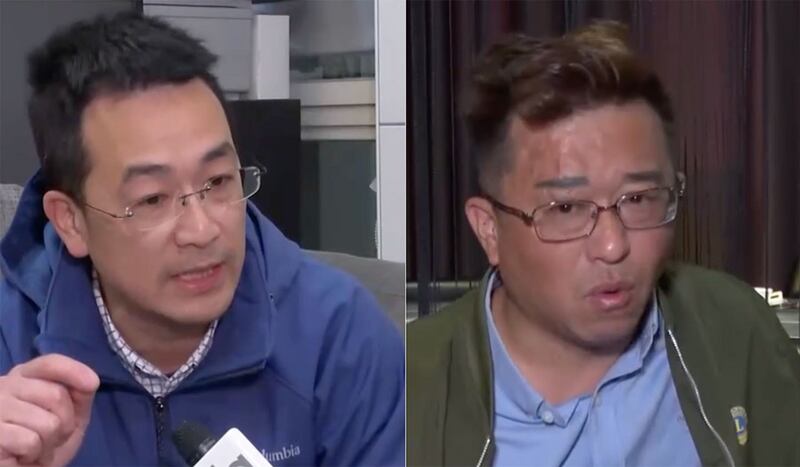 无党籍金门县议员董森堡(左)、金门县观光特产协会理事长李钟灵(右)。(记者李宗翰摄)