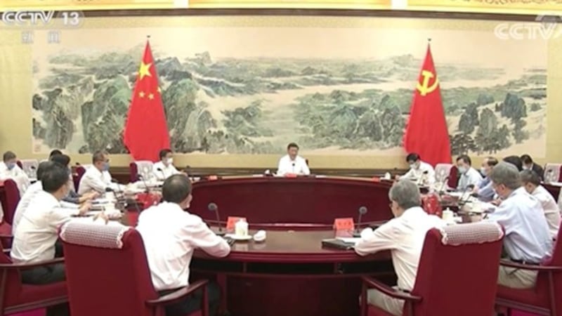 2020年8月24日，习近平在北京以个人名义召集一批拔尖的经济社会学者出席座谈，就“十四五”规划发言。（视频截图）