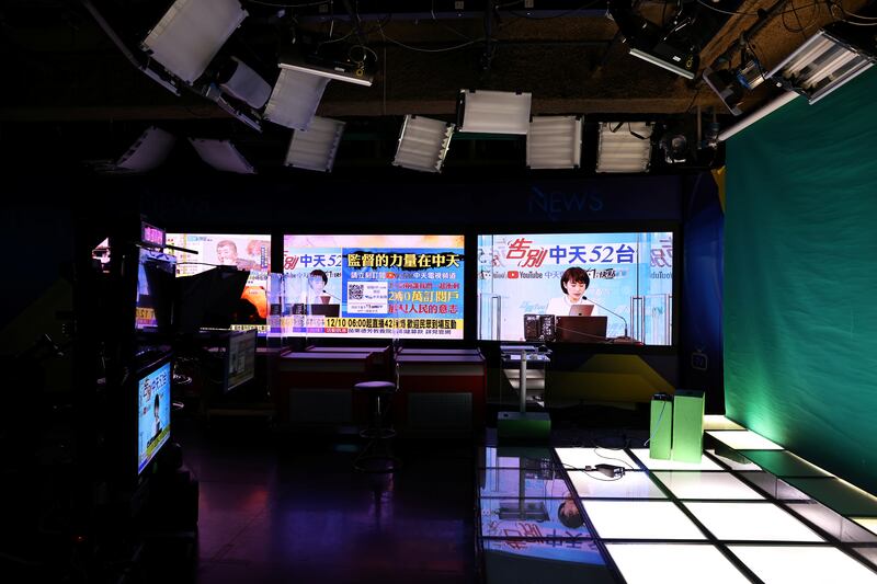 Empty recording studios are seen in the CTi station in Taipei, Taiwan, Dec. 10, 2020.