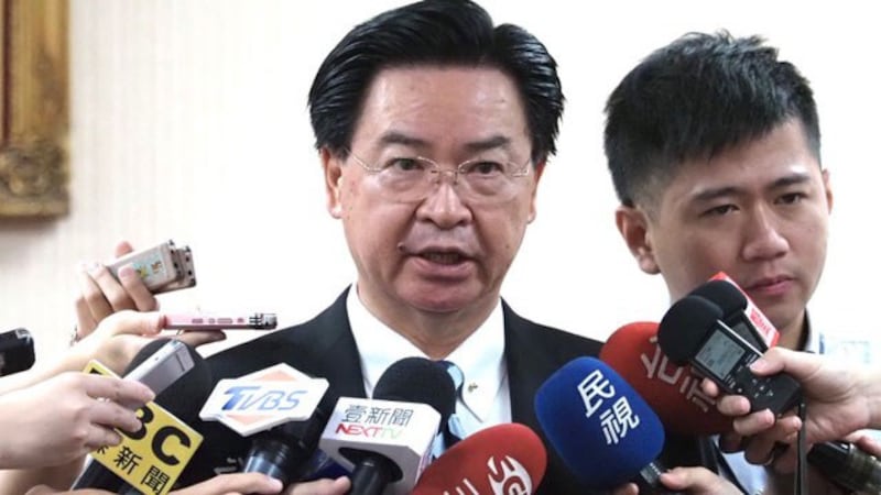 在台湾的外交部长吴钊燮称台美关系40年最好。(记者 黄春梅摄)