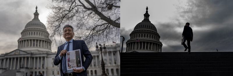 2023年3月21日，马聚在美国国会山进行针对回族人权打压的倡议。