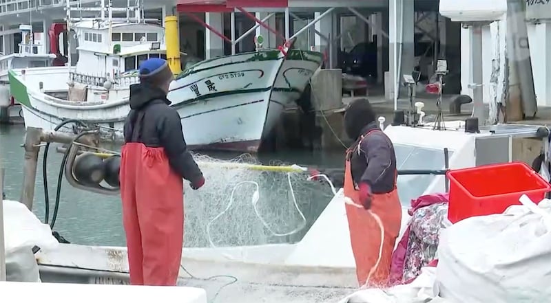 金门新湖渔港渔民。(记者李宗翰摄)