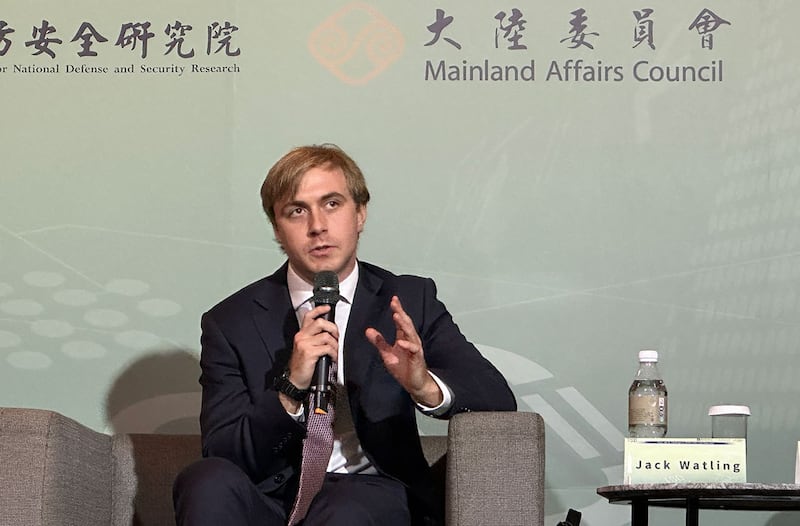 英国皇家联合三军国防研究所资深研究员沃特林(Jack Watling)。(记者夏小华摄)