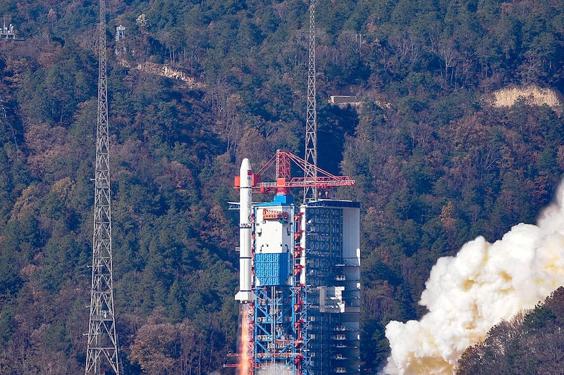 A rocket carrying an Einstein Probe satellite takes off from the Xichang Satellite Launch Center in Sichuan province, China, Jan. 9, 2024.