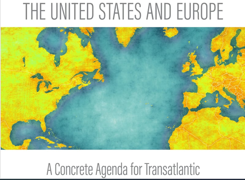 美国国会参议院外交关系委员会发布的“美国与欧洲:关于中国跨大西洋合作的具体议程”报告封面截图(美国国会参议院外交关系委员会)