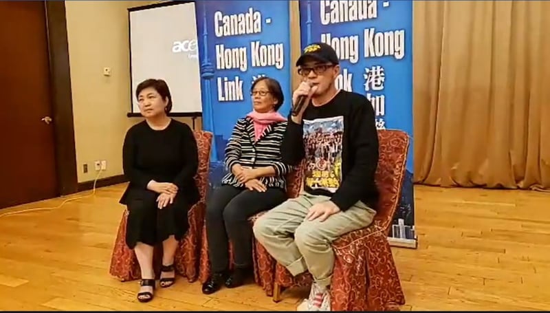 左起:冯玉兰丶何芝君丶黄耀明出席挺香港座谈餐会。 (港加联提供)