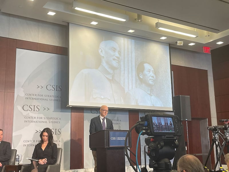 美国华盛顿智库战略与国际研究中心(CSIS)1月9日就最新一份台湾海峡兵棋推演报告举办研讨会。(记者唐缘媛 拍摄 )