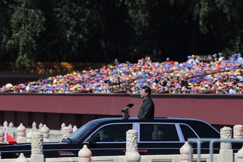 2015年的中国军演中的中国国家主席习近平。(美联社)