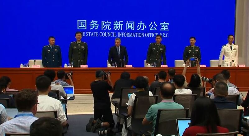2019年7月24日,中国国务院新闻办公室发表2019《新时代的中国国防》白皮书。(视频截图/路透社)