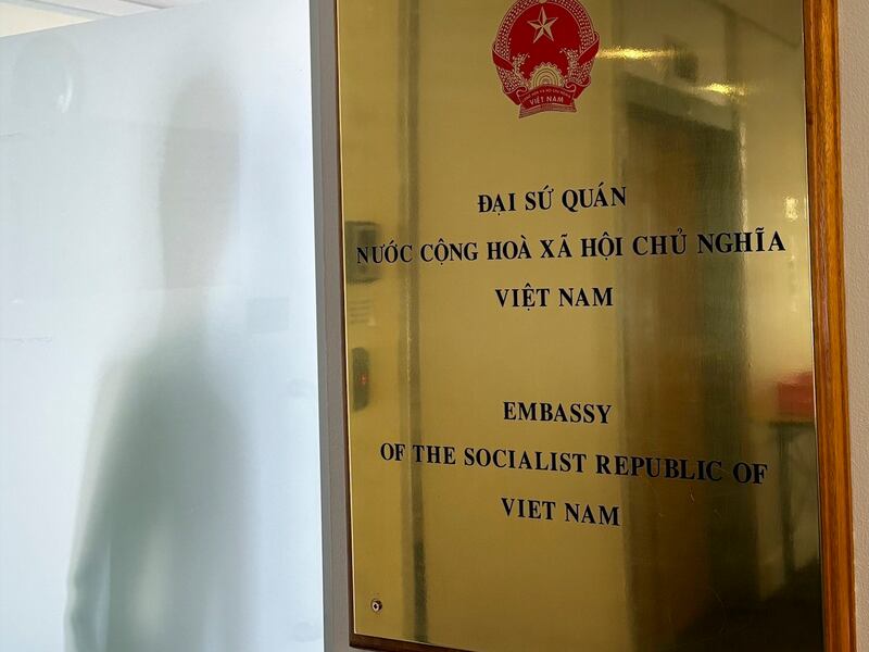 A sign outside the offices of the Vietnam Embassy in Wellington, New Zealand, Dec. 12, 2024.