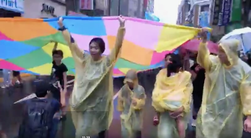 台北九二九撑港反极权游行。(记者夏小华摄)