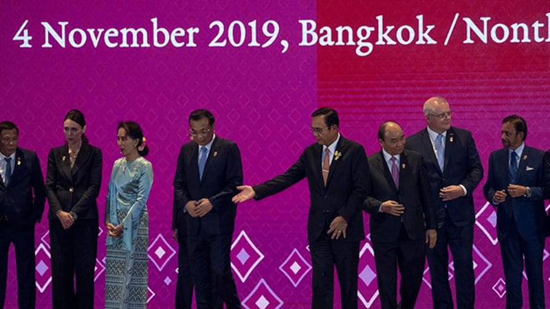 2019年11月4日,各国领导人在泰国曼谷出席东盟峰会。(美联社)