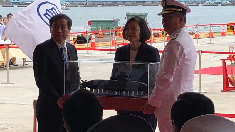 蔡英文出席台湾首艘自造潜舰厂房动土典礼。(记者夏小华摄)